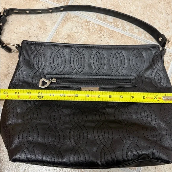 Black Patterned Shoulder Bag - Picture 8 of 9